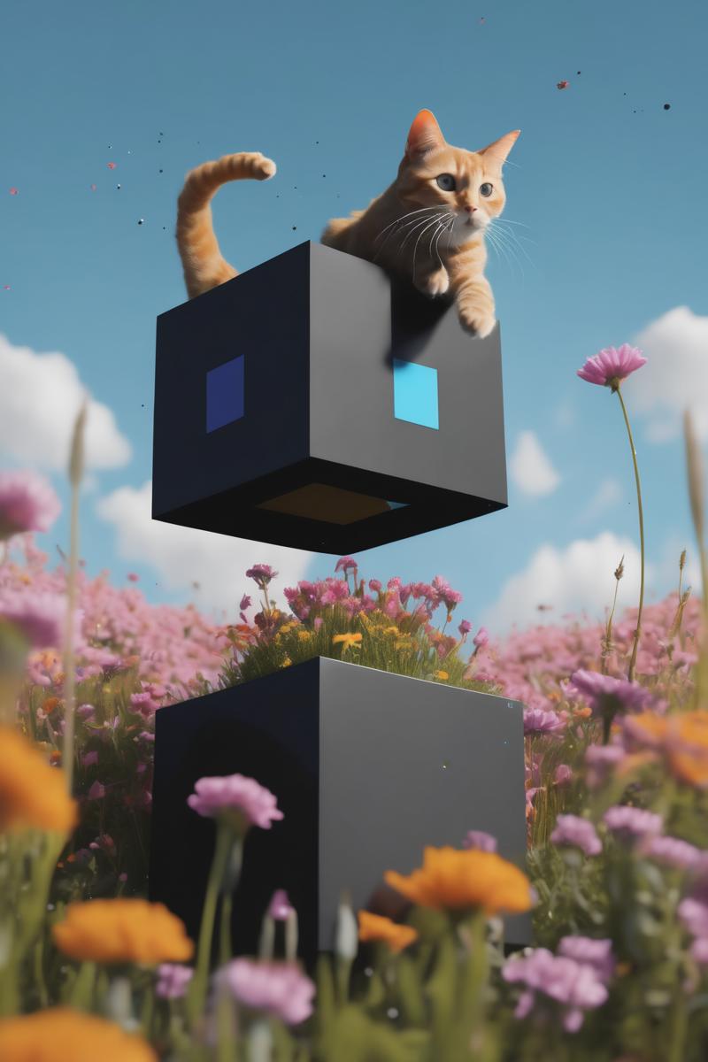 00350-2209125683-_lora_Levitating Cube_1_Levitating Cube - a cat chasing a floating cube through a field of flowers.png